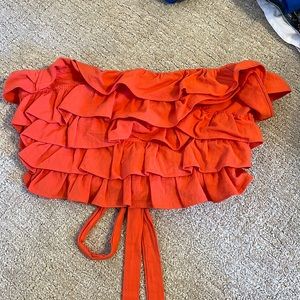 Idem Ditto orange ruffle crop top S